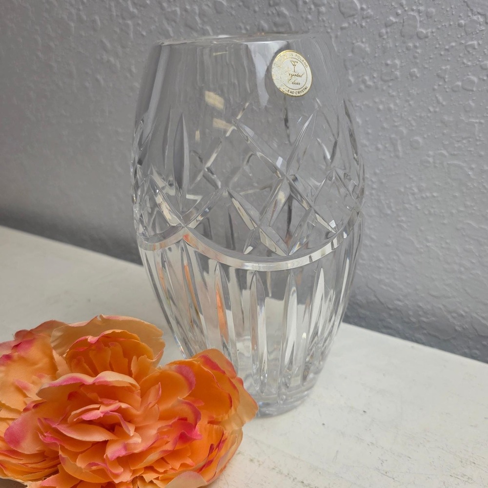 Vintage Fifth‎ Avenue Clear Lead Crystal Vase Geometric Cut Glass Made in Poland